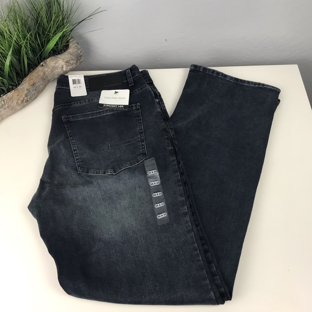 Calvin Klein Mens Straight Leg Jeans Dam Blue